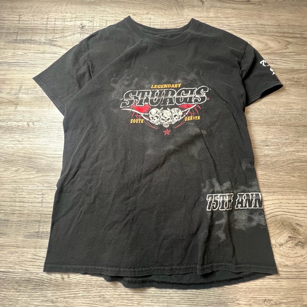 Sturgis Motor Classic T-Shirt Mens L Black 75th Anniversary 2015 Biker Graphic